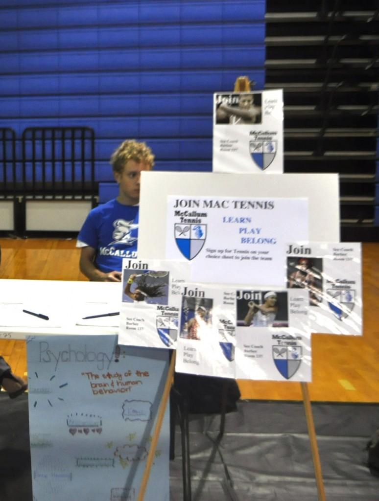 Tennis players of all levels can join the McCallum tennis team. There is an 8th period tennis class and practice after school.