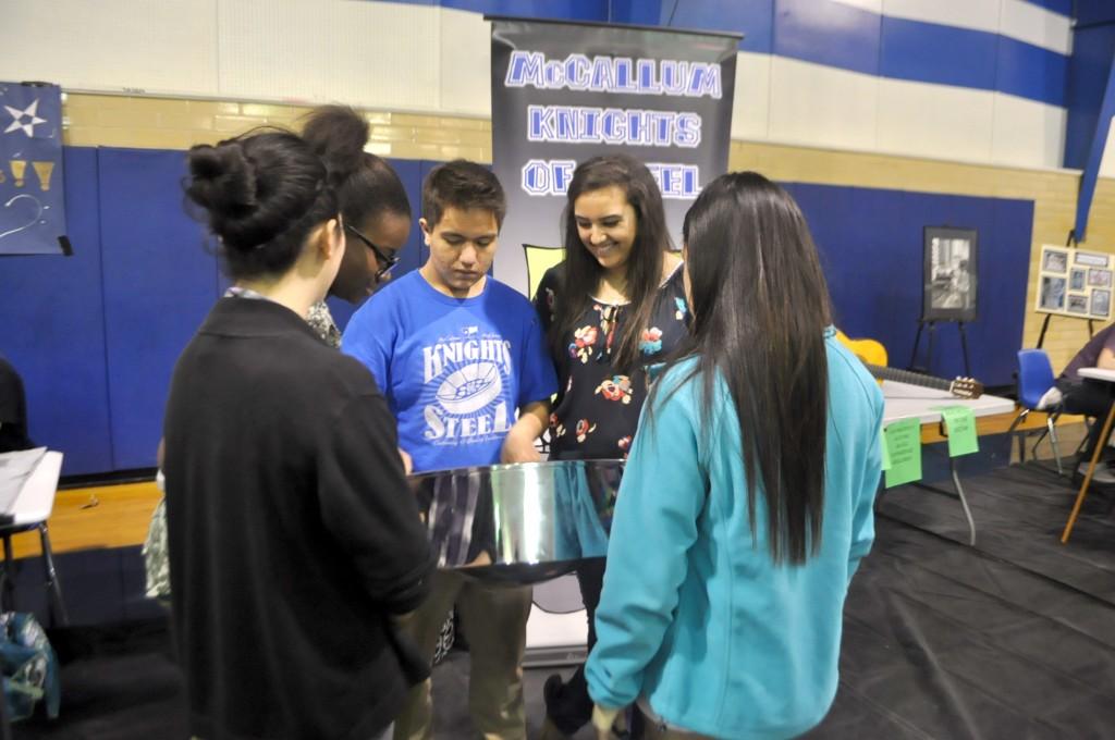 Knights of Steel is McCallum's steel drum band, directed by Matt Ehlers. "[Students can] let musical interests shine in a relaxed environment," said junior Miguel Minick.