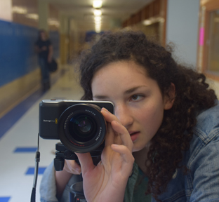 Junior Elizabetta Diorio shoots a short film for her Audio Video Production class. Dioro recently advanced to state UIL for her films "Lucy and Grasshopper" and "Plastic Bag." Photo by Mary Stites.
