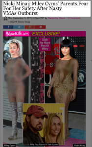 Hollywood Life's article and illustrations used to cover the VMAs incident.
