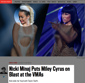 The Daily Beast's article and illustrations used to cover the VMAs incident.