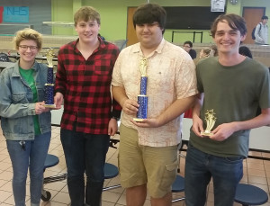 Along with teammates Holden, Johnson and Tzaperas, Hearne (far right) was part of McCallum's first place current events team at the Pflugerville Pfall Pfling on Nov. 5. Photo by Dave Winter.