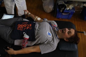 English teacher Nikki Northcutt was among the service-minded Knights who participated in the blood drive on campus on Sept. 27, sponsored by PALS. "I [donate blood] every eight weeks, or I try to," Northcutt said. "Why not? Free cookies." Photo by Madison Olsen. 